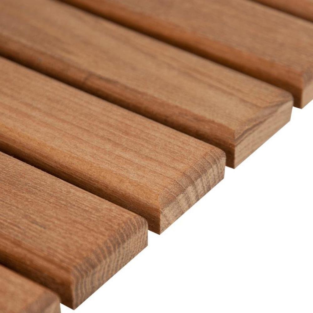 20" Premium Teak Shower Bath Mat. Bath rug in brown teak.