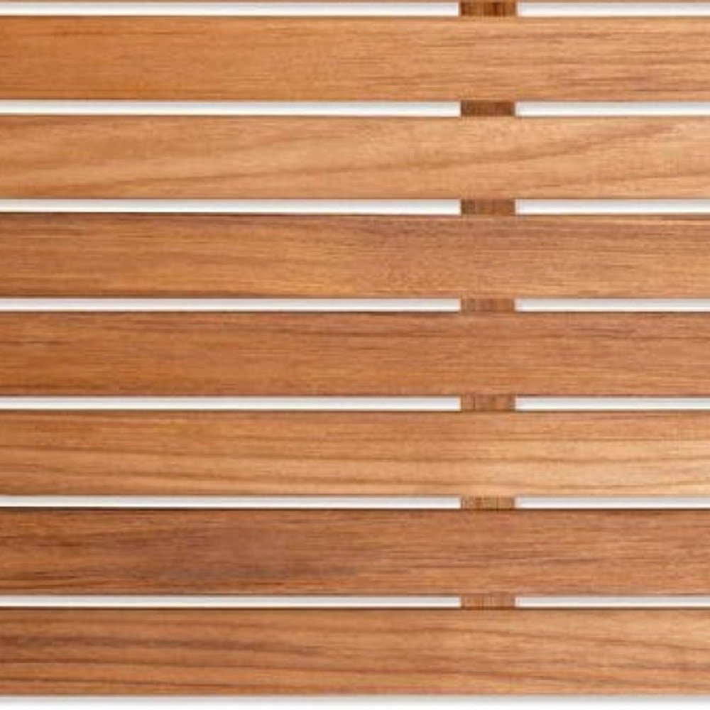 20" Premium Teak Shower Bath Mat. Bath rug in brown teak.