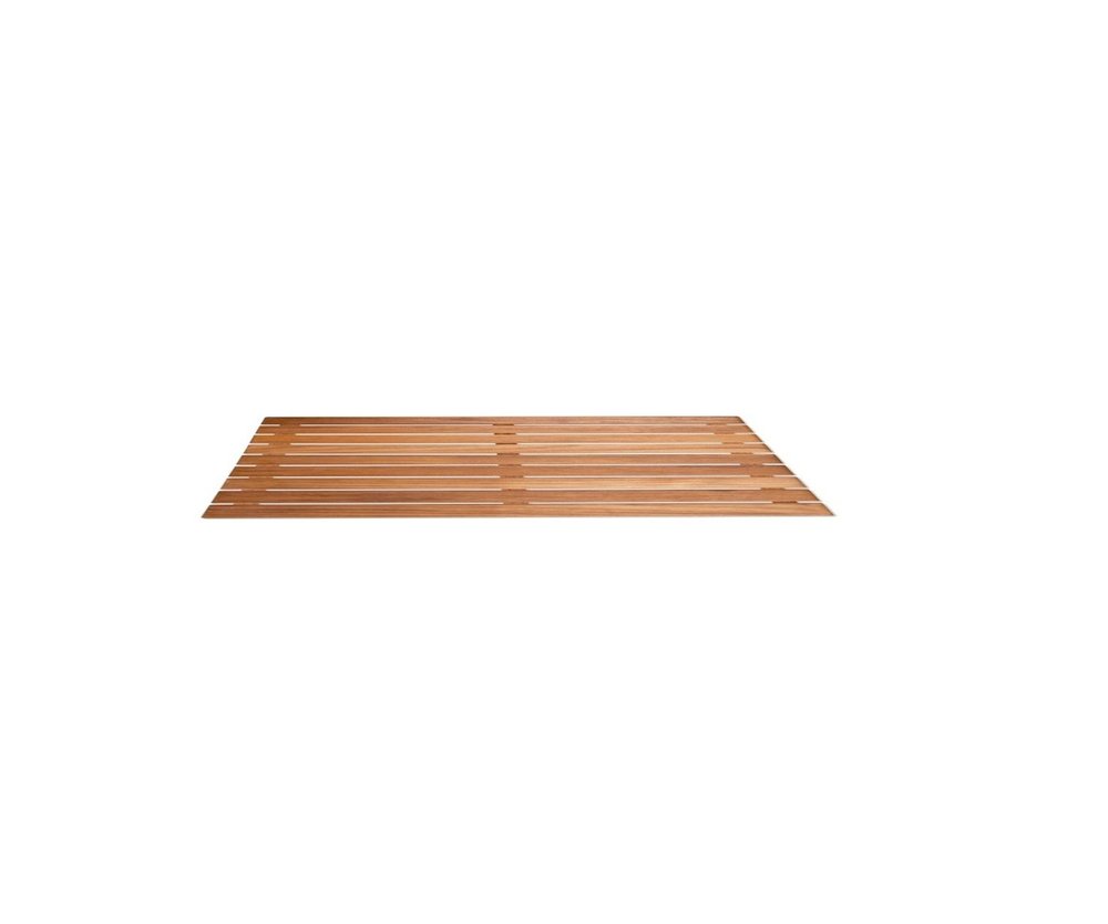 20" Premium Teak Shower Bath Mat. Bath rug isolated on a plain white background, in a brown teak finish.