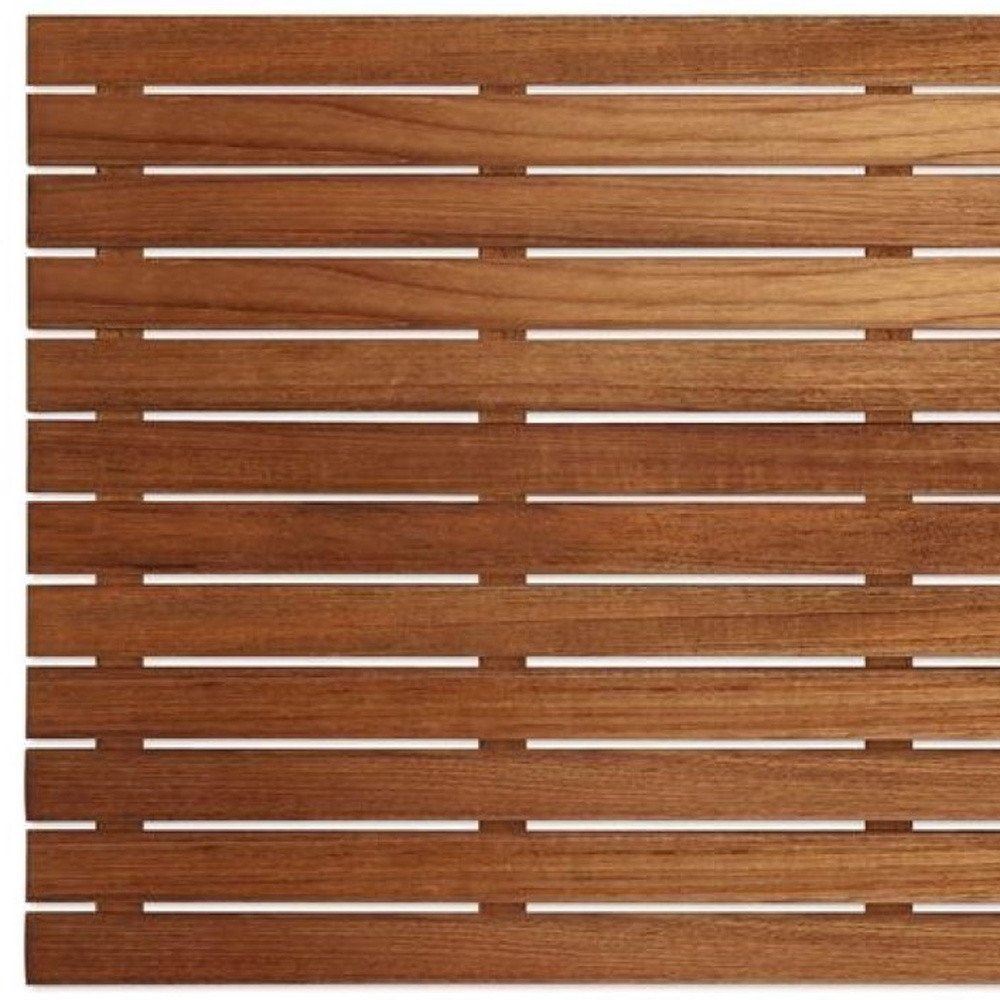 25" Premium Teak Shower Bath Mat. Bath rug in brown teak.