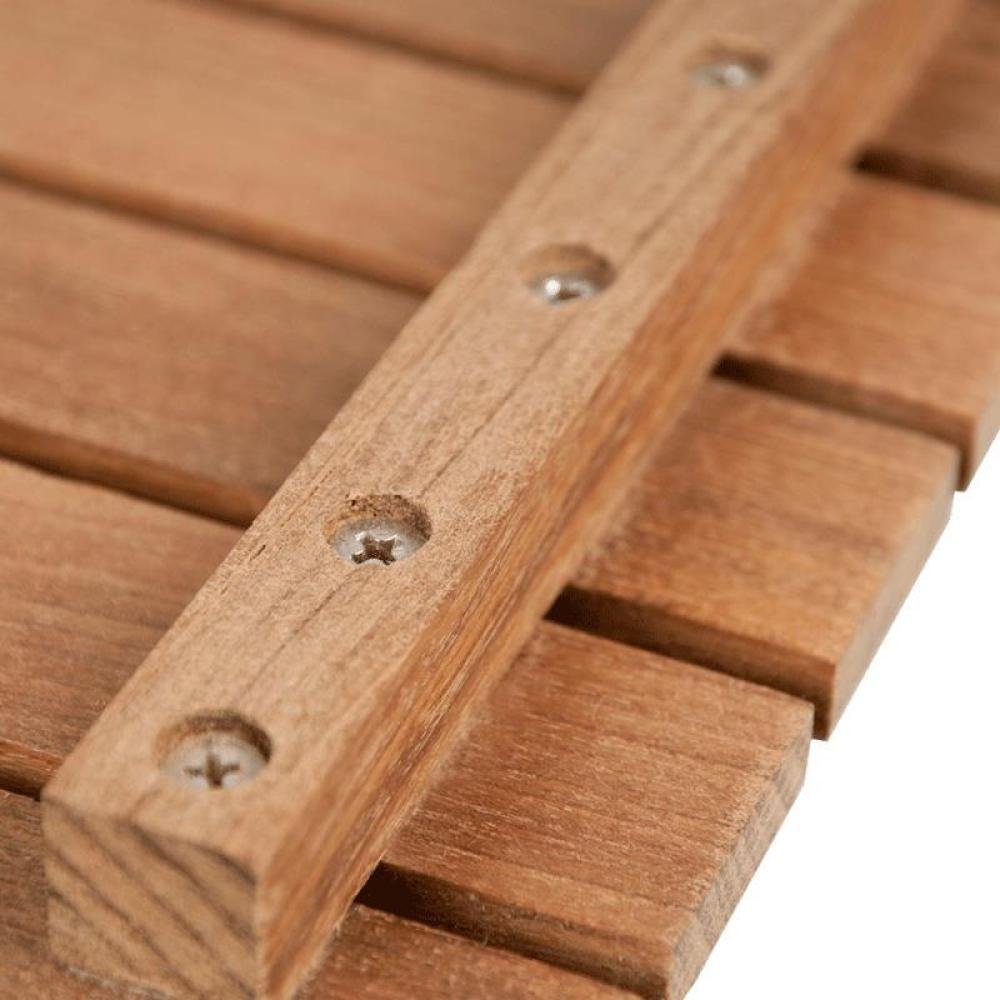 Close-up of 25" Premium Teak Shower Bath Mat showing the brown teak texture.