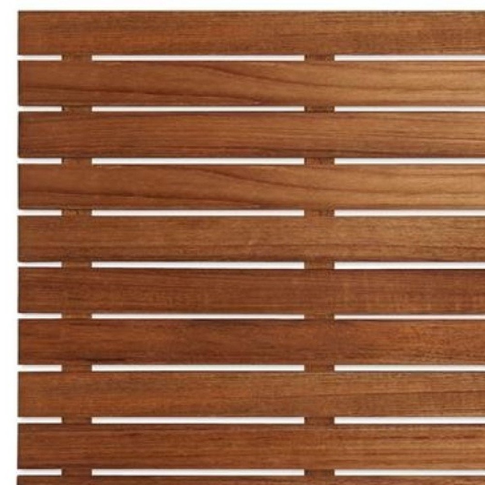 25" Premium Teak Shower Bath Mat close-up highlighting the brown teak surface.
