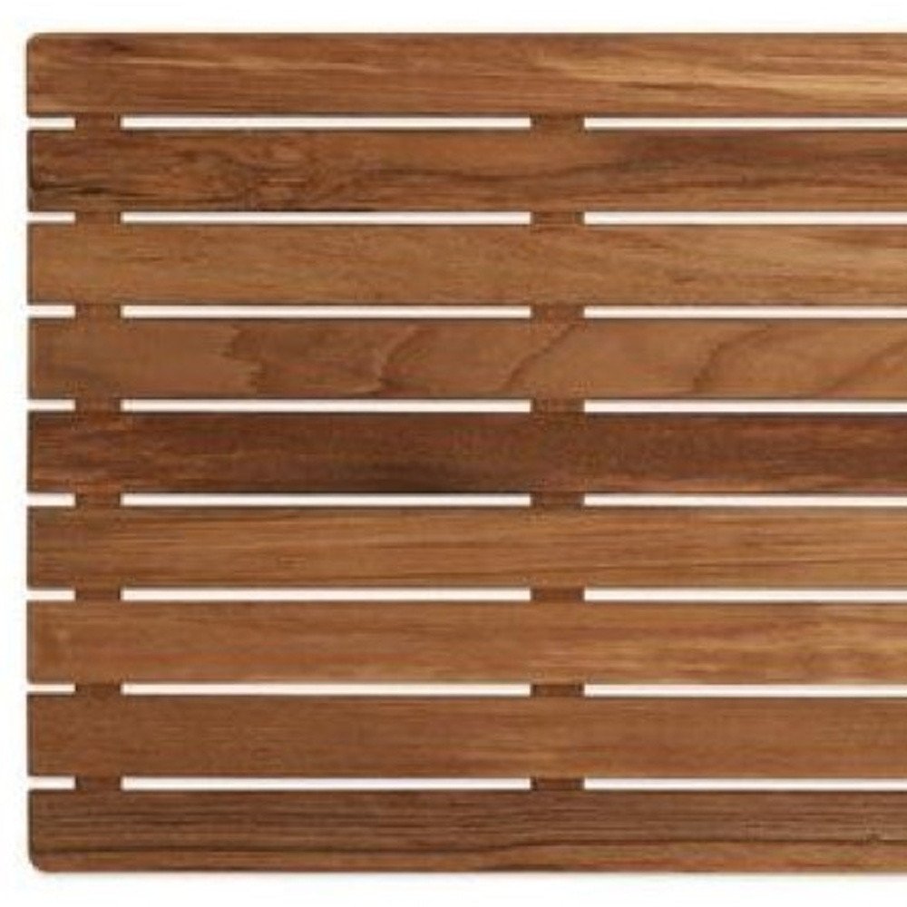 Close-up of 32" Premium Teak Shower Bath Mat showing the brown teak texture.