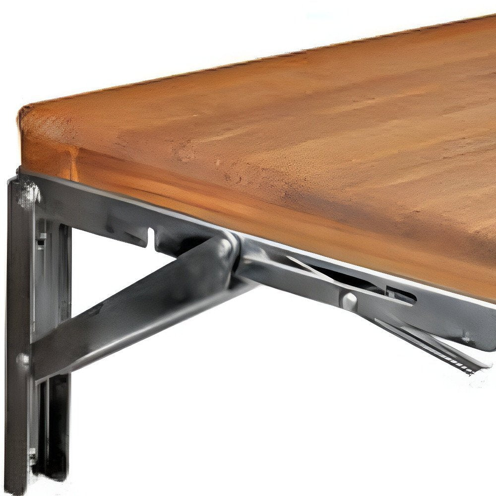 30" Brown Premium Wall Mount Teak Shower Bench. Shower bench isolated on a plain white background, in a brown teak finish.