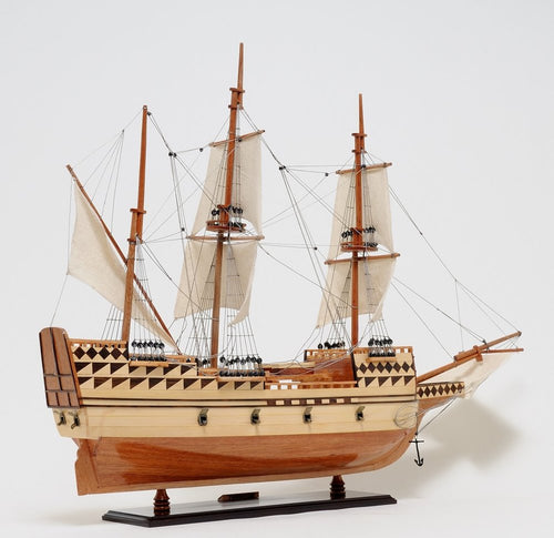 25" Brown Solid Wood Hand Painted Model Boat
