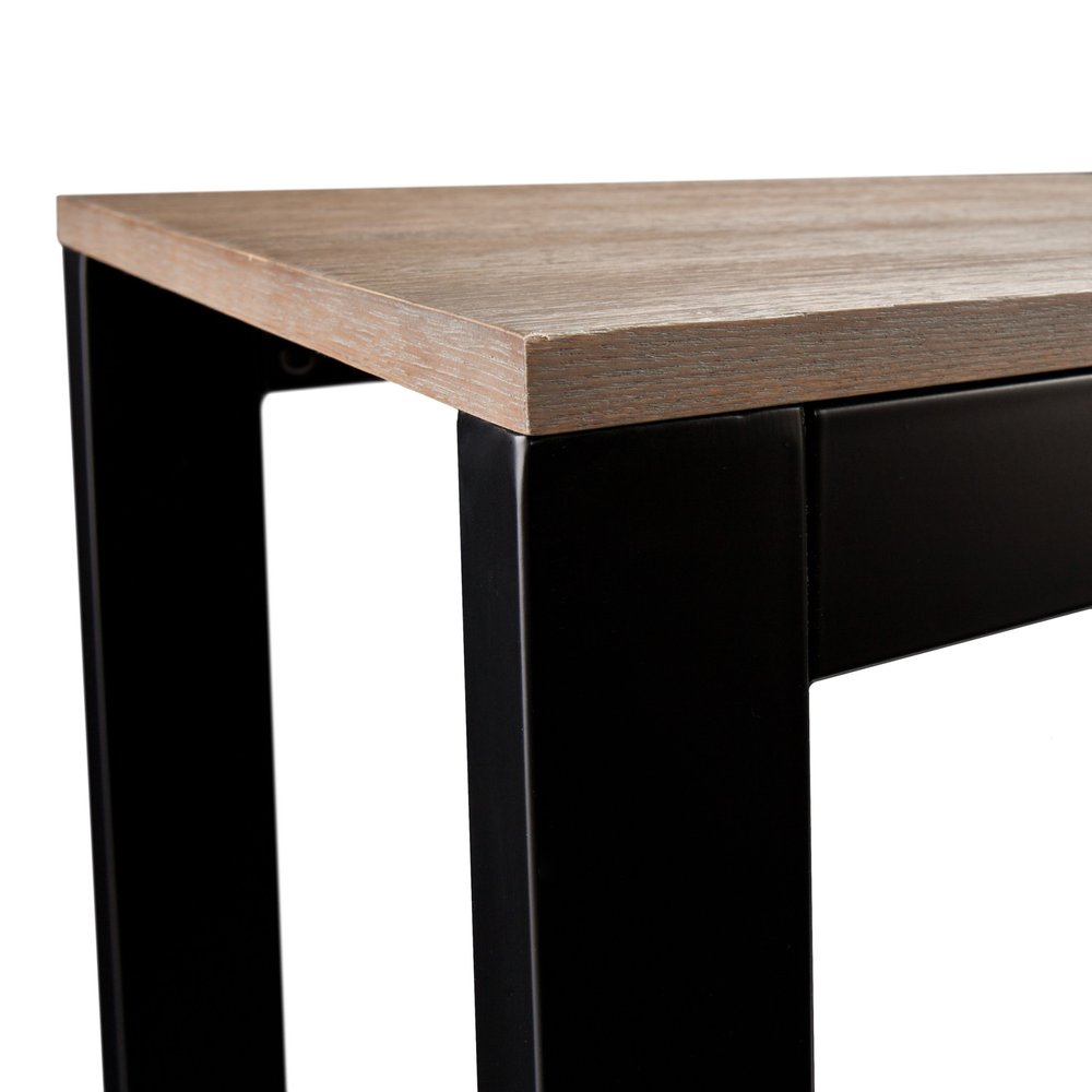 56" Natural and Black and Black Sled Console Table. Console table isolated on a plain white background, showing its black color.