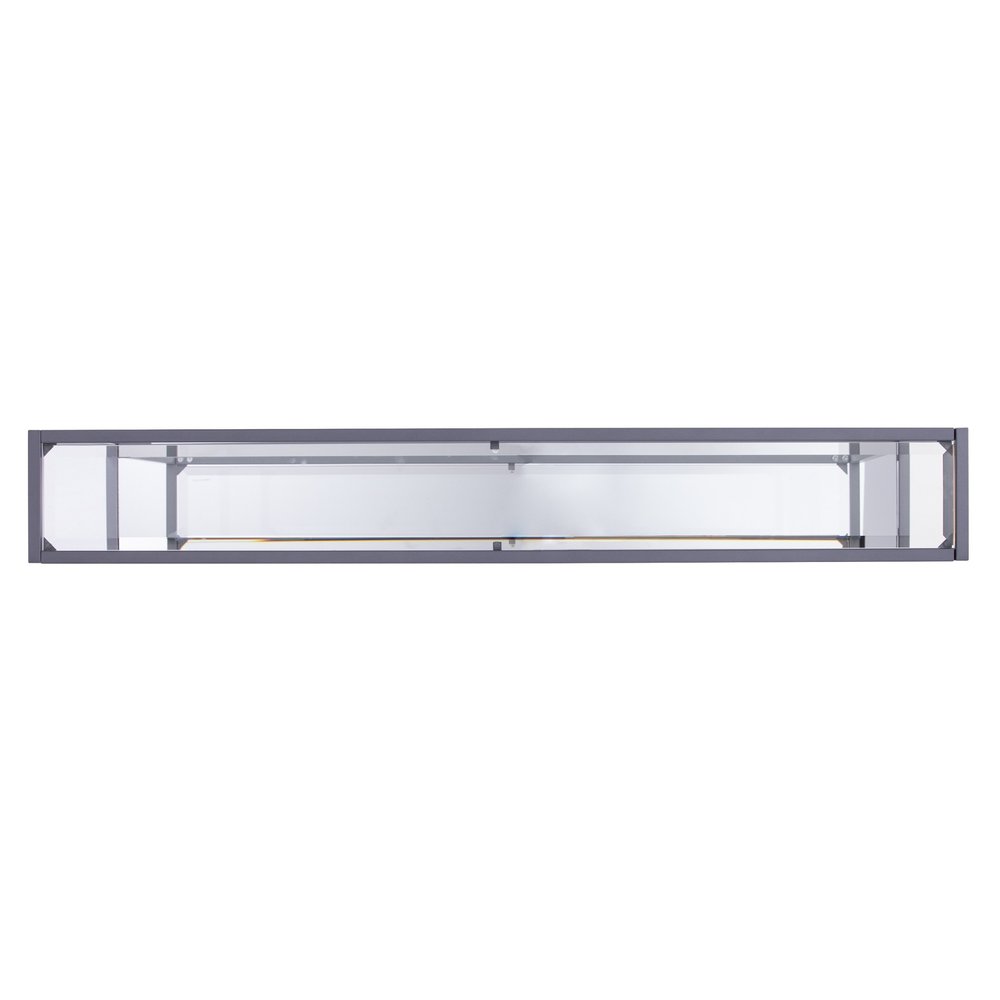 56" Clear and Silver Glass Mirrored Floor Shelf Console Table With Storage. Console table isolated on a plain white background, showing a silver glass surface.
