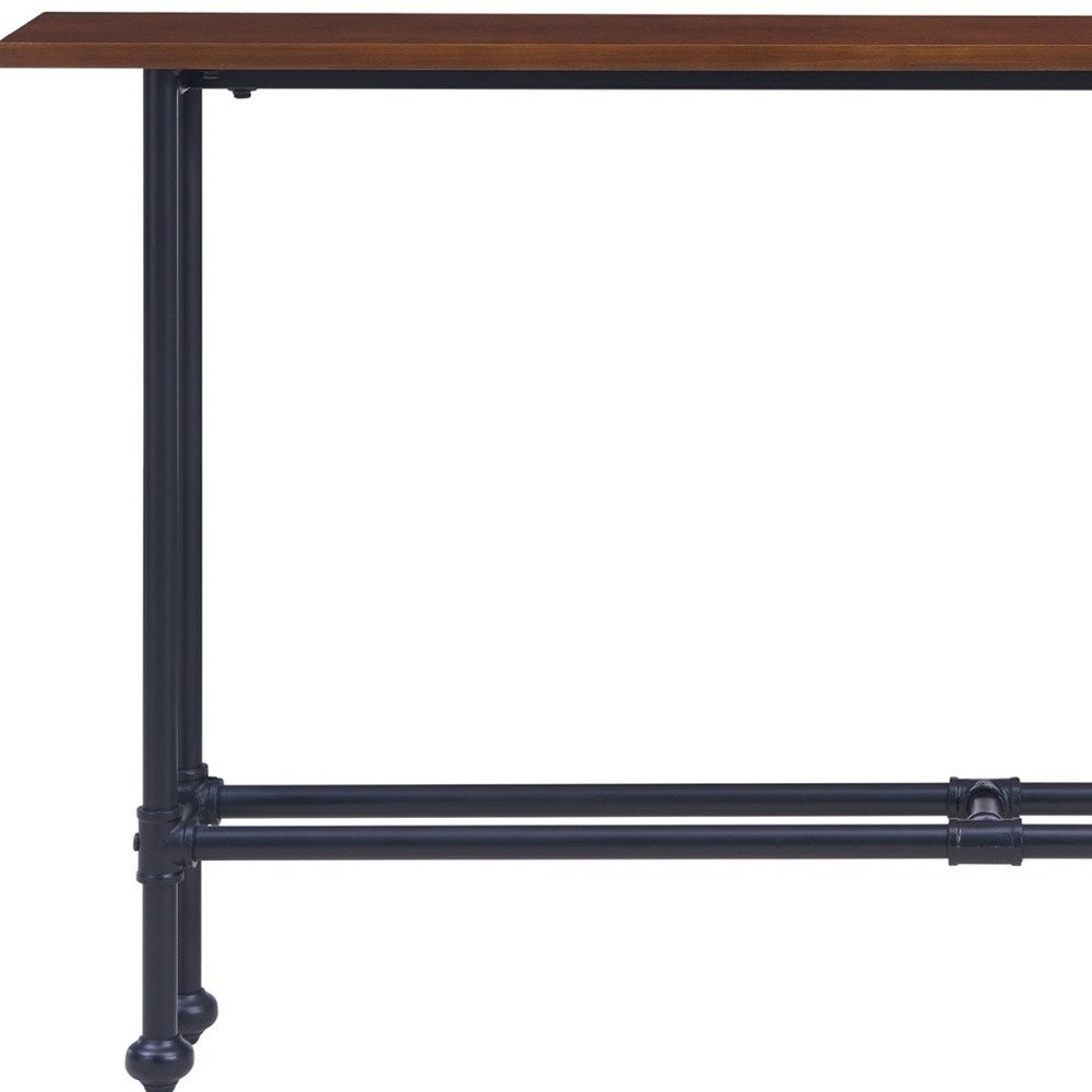 56" Espresso and Black Console Table. Console table isolated on a plain white background, in a black finish.