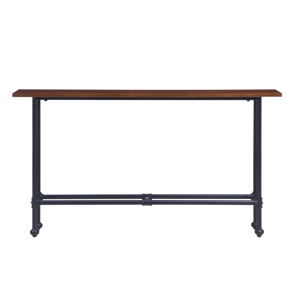 56" Espresso and Black Console Table. Console table isolated on a plain white background, in a black finish.