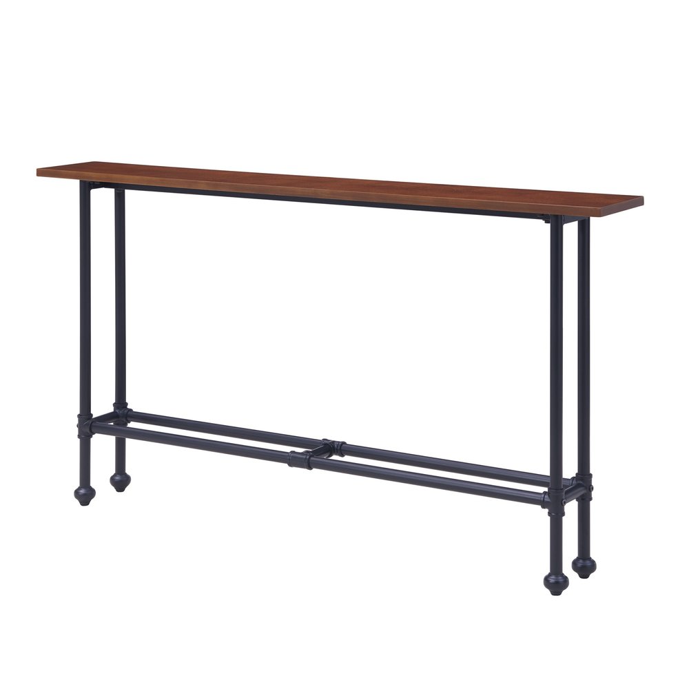 56" Espresso and Black Console Table. Console table isolated on a plain white background, finished in black.