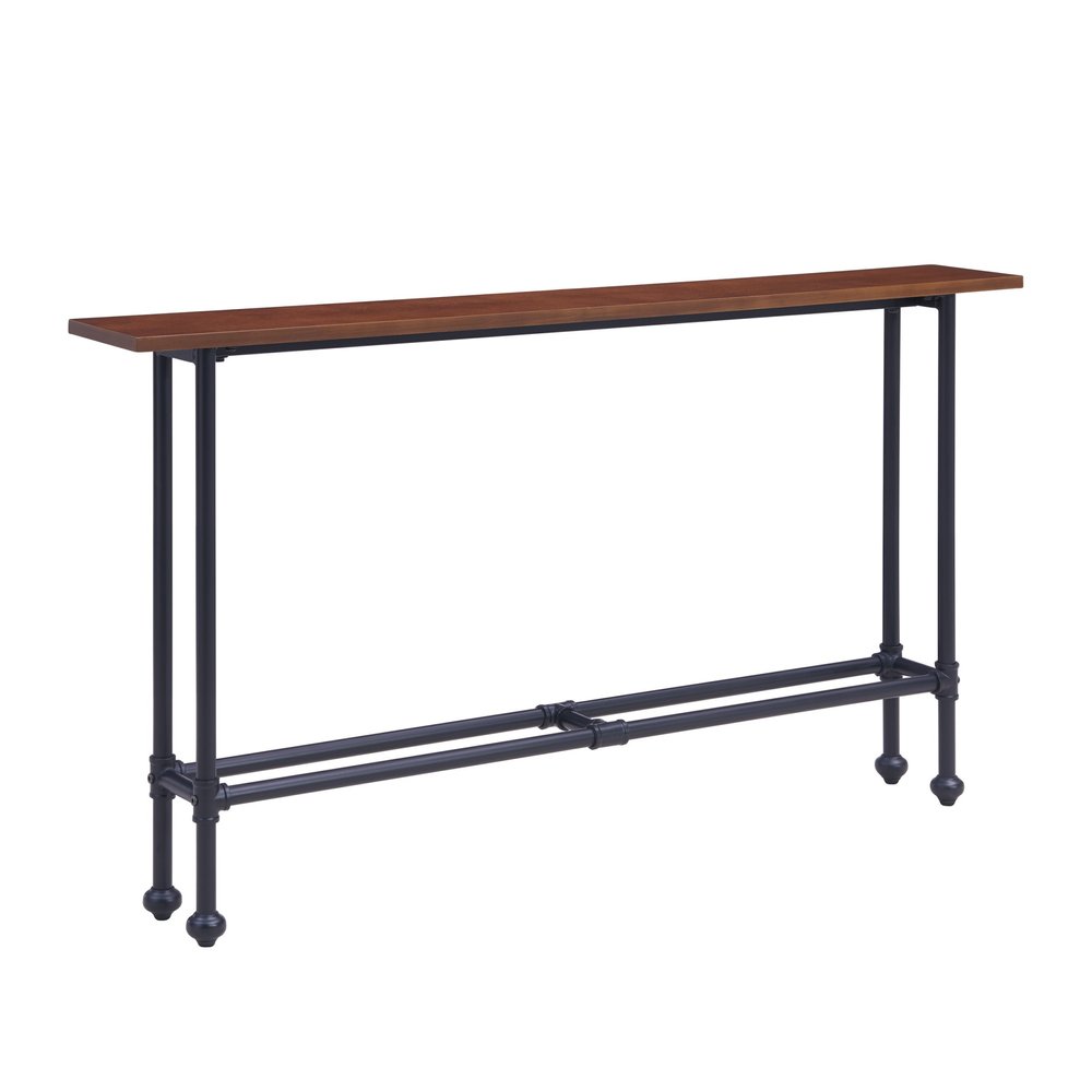 56" Espresso and Black Console Table. Console table isolated on a plain white background, in a black finish.
