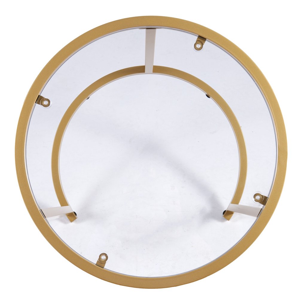Set Of Two 23" Gold Glass And Steel Round Nested Tables on a white background