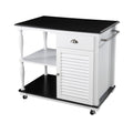 Black and White and Black 39" Rolling Kitchen Island With Storage on a white background