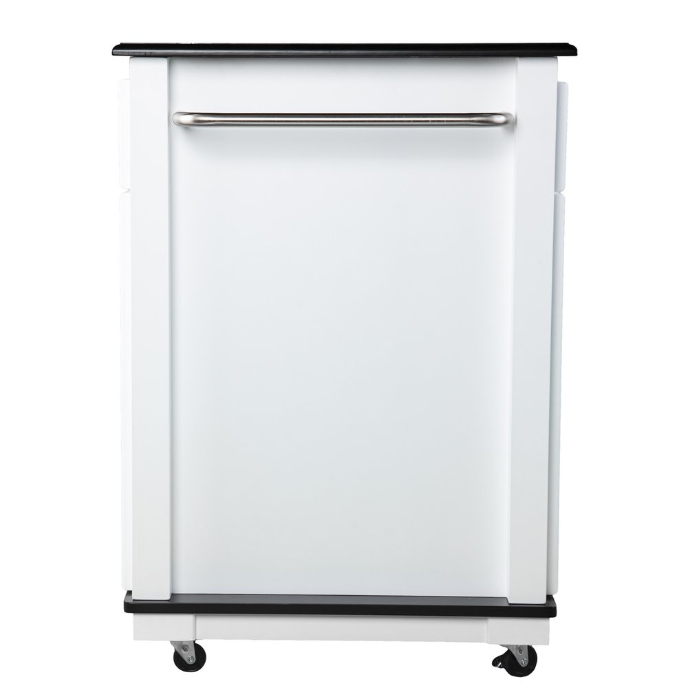Black and White and Black 39" Rolling Kitchen Island With Storage on a white background