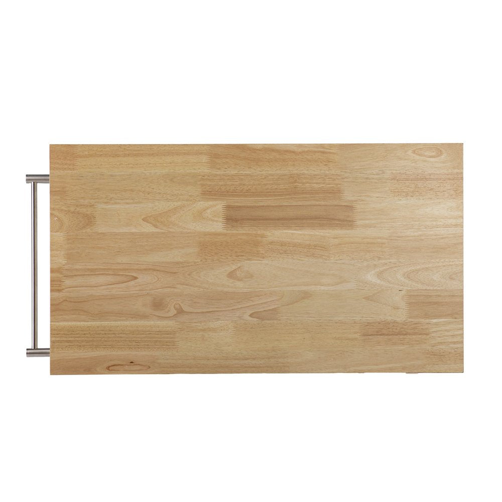 Gray and Natural 35" Rolling Kitchen Island With Storage on a white background