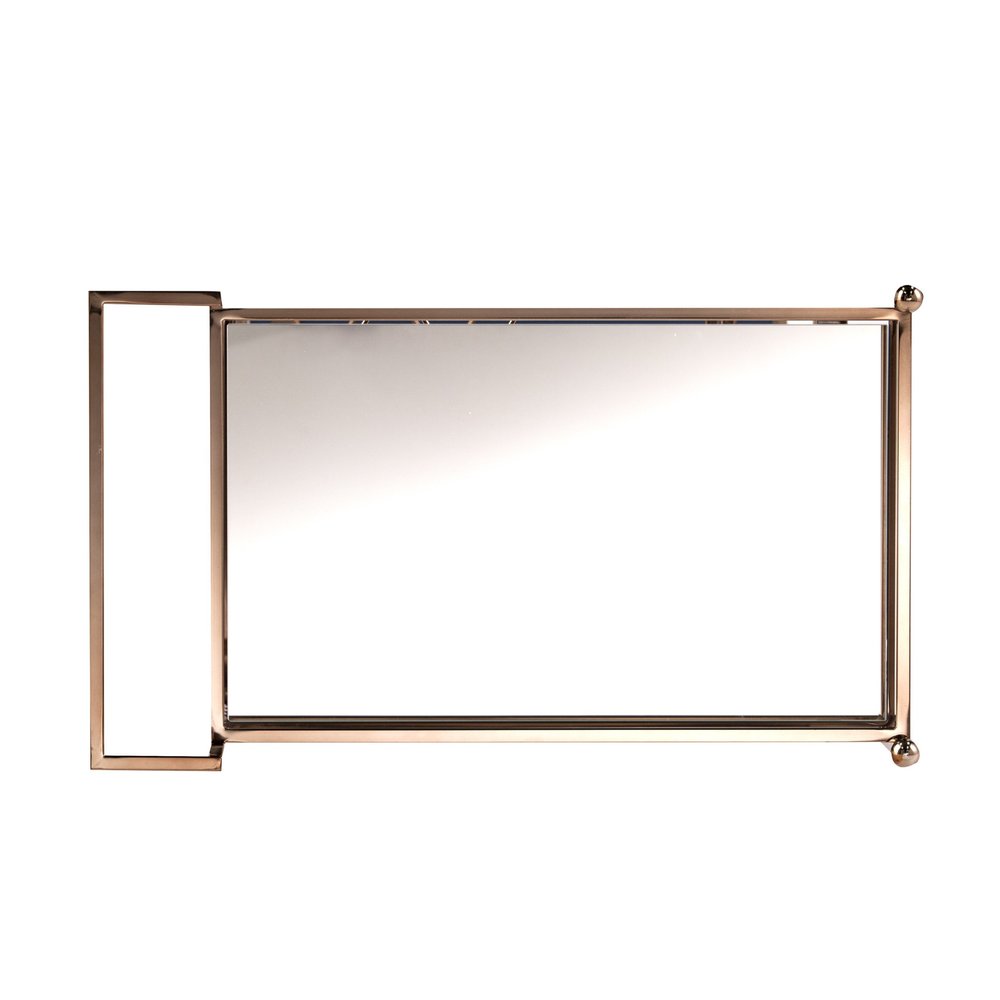 Champagne Metal And Mirrored Glass Rolling Bar Cart With Wine Storage on a white background