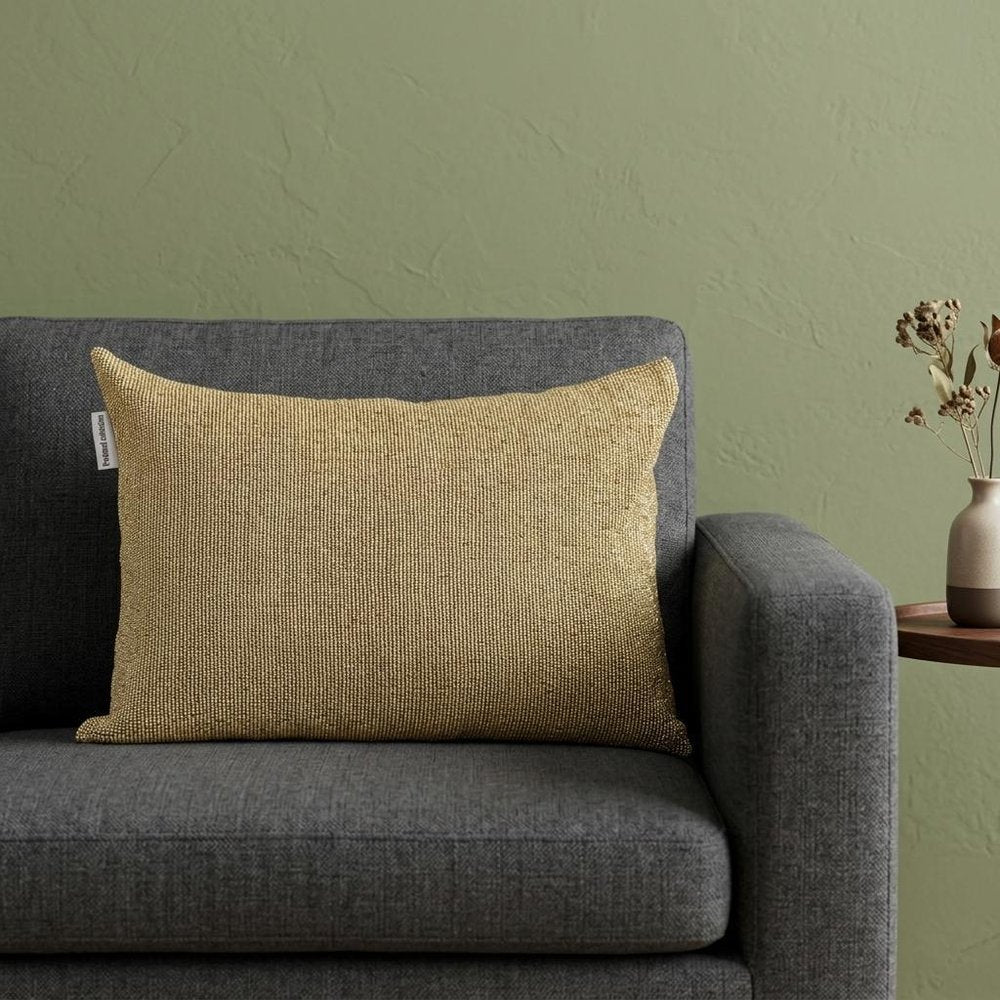 Shimmering Metallic Gold Beaded Luxury Throw Pillow