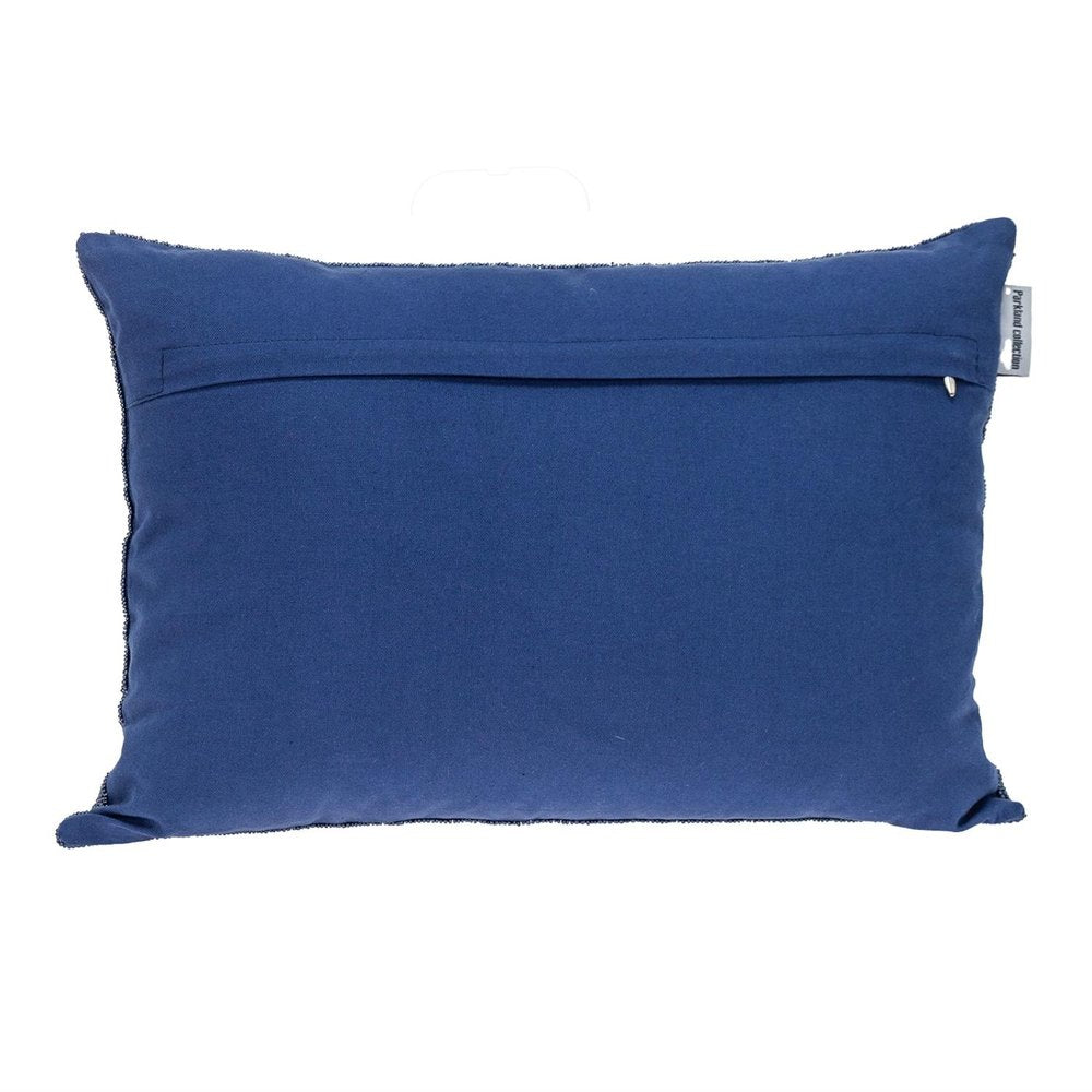 Shimmering Blue Beaded Luxury Throw Pillow on a white background
