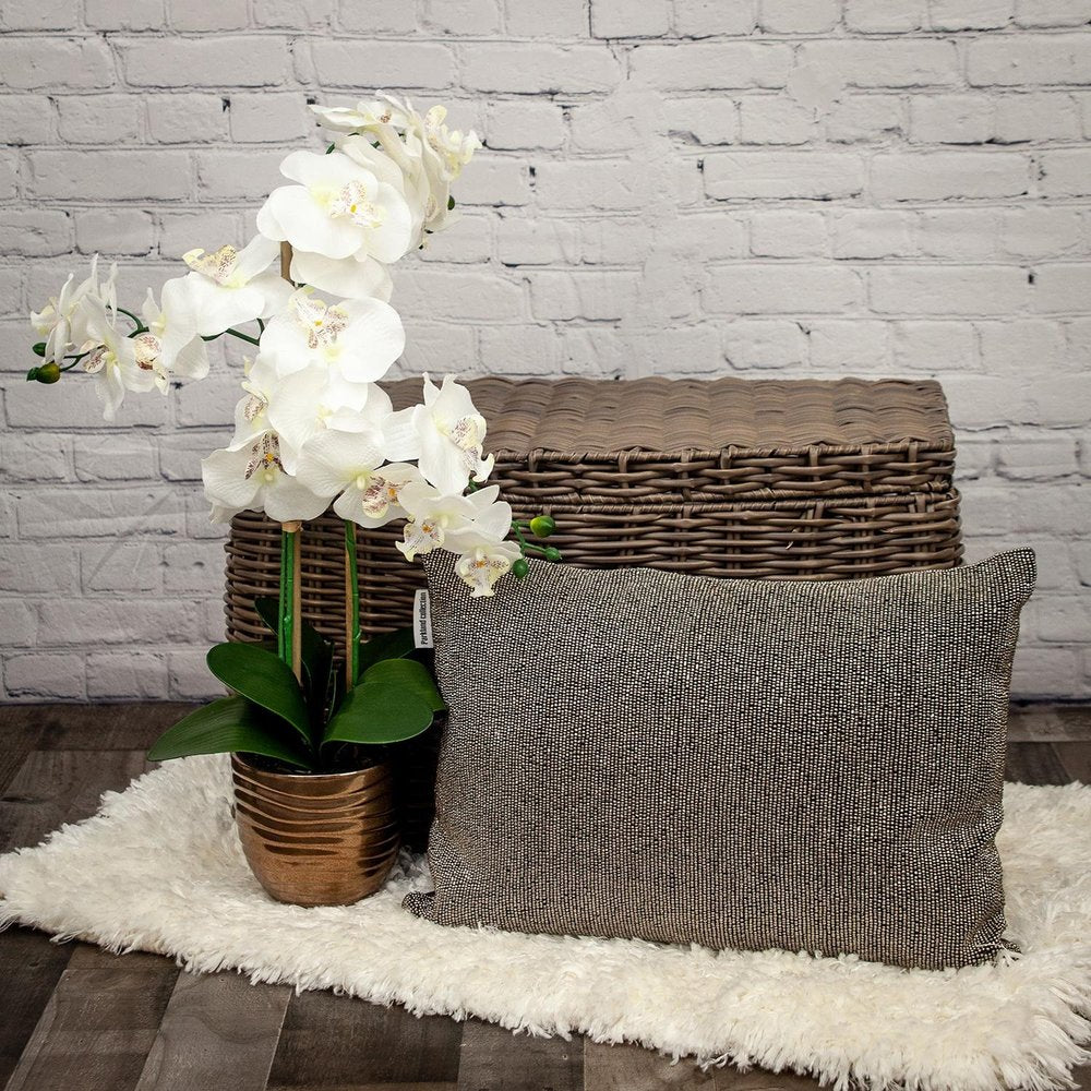 Shimmering Gray Beaded Luxury Throw Pillow in a home interior