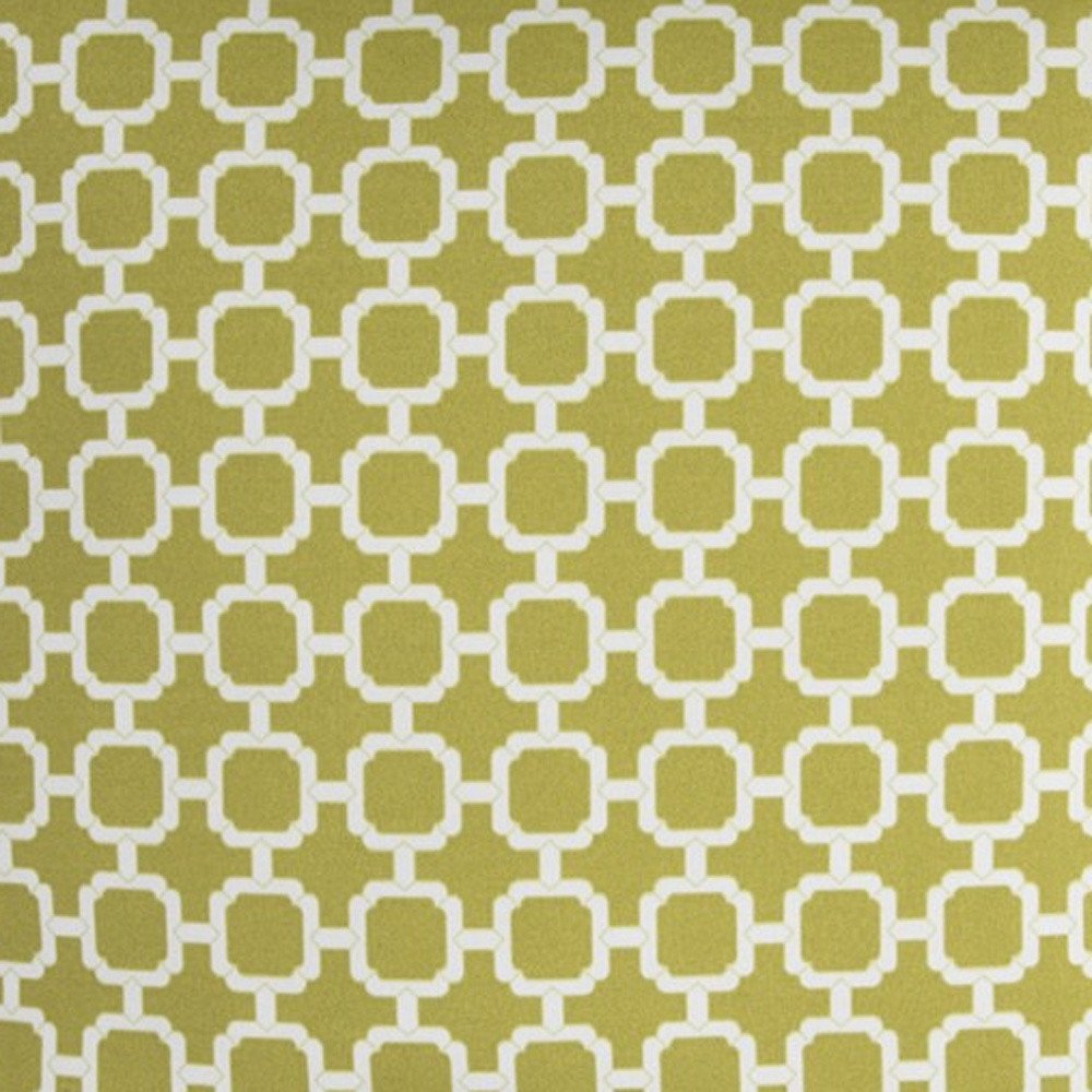 22" Green and White Quatrefoil Indoor Outdoor Throw Pillow. Outdoor pillow in white cotton.