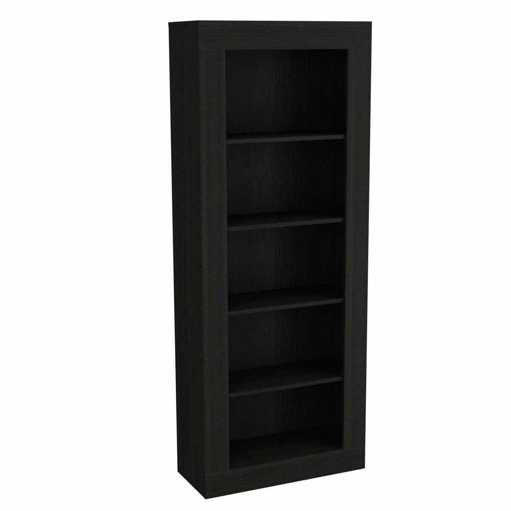 Black Five Tier Bookcase on a white background