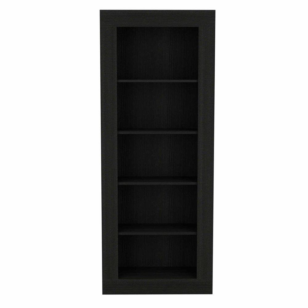 Black Five Tier Bookcase on a white background