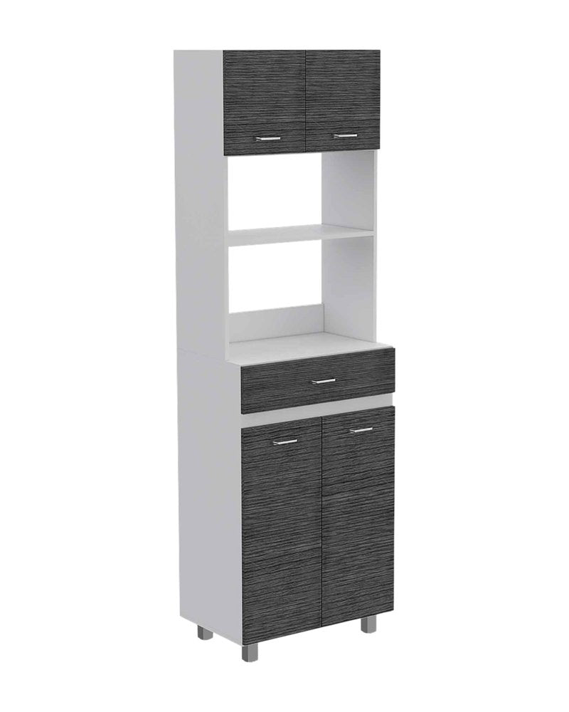 24" White and Gray Wood Flat Door Kitchen Cart With Storage