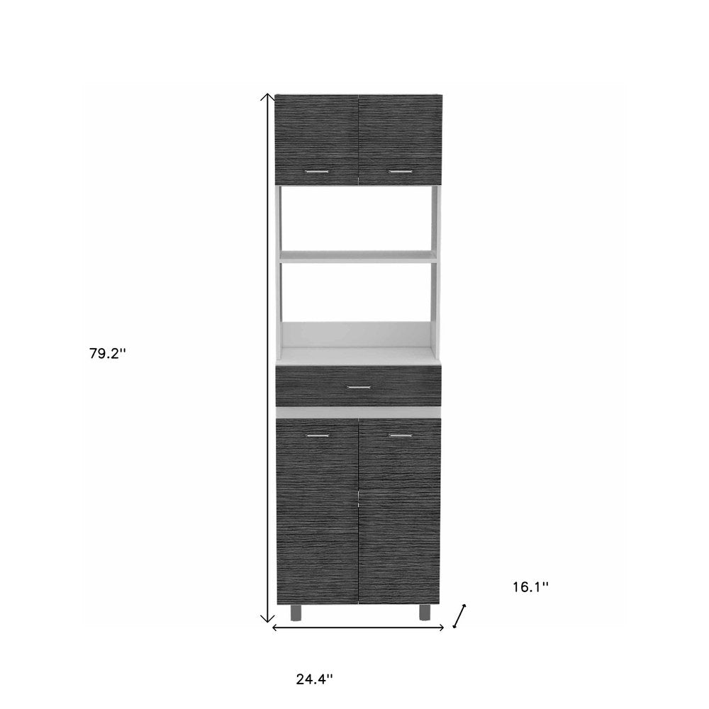 24" White and Gray Wood Flat Door Kitchen Cart With Storage
