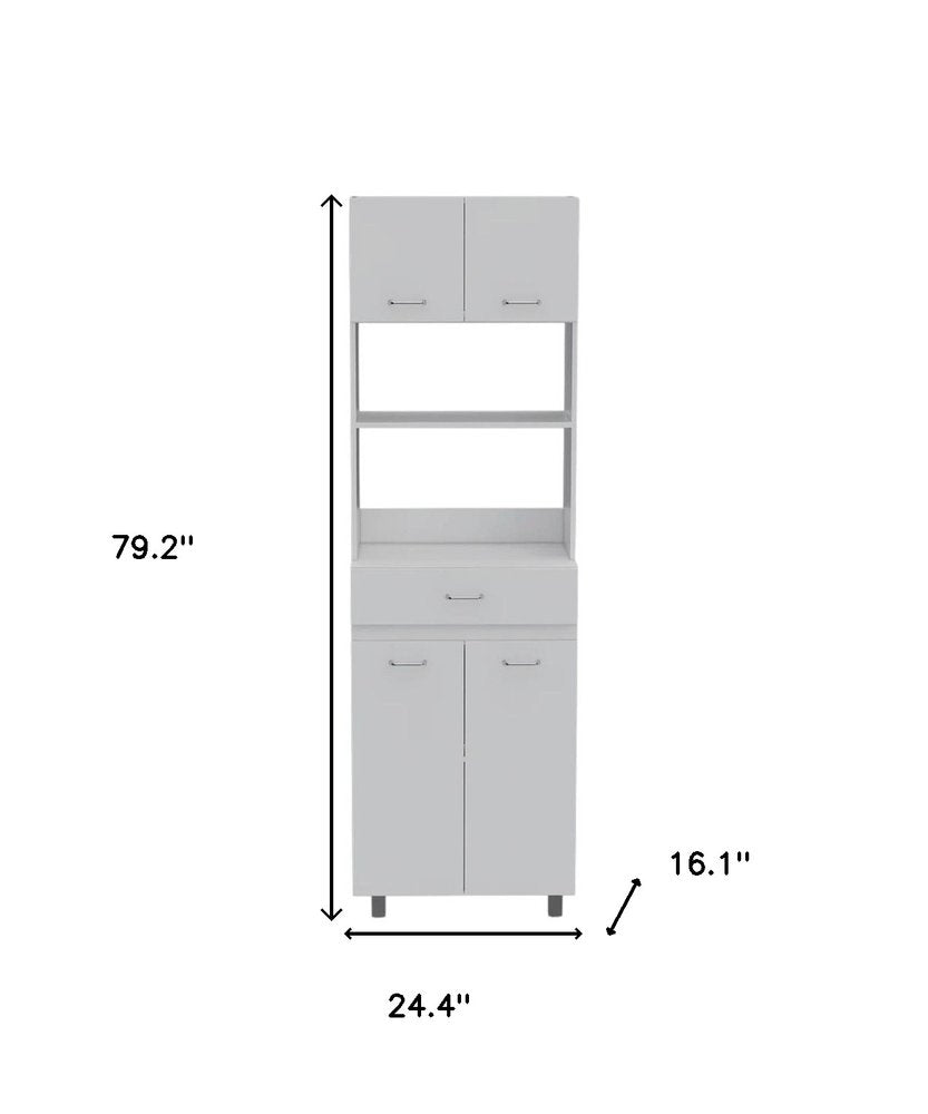 24" White Wood Kitchen Cart With Storage