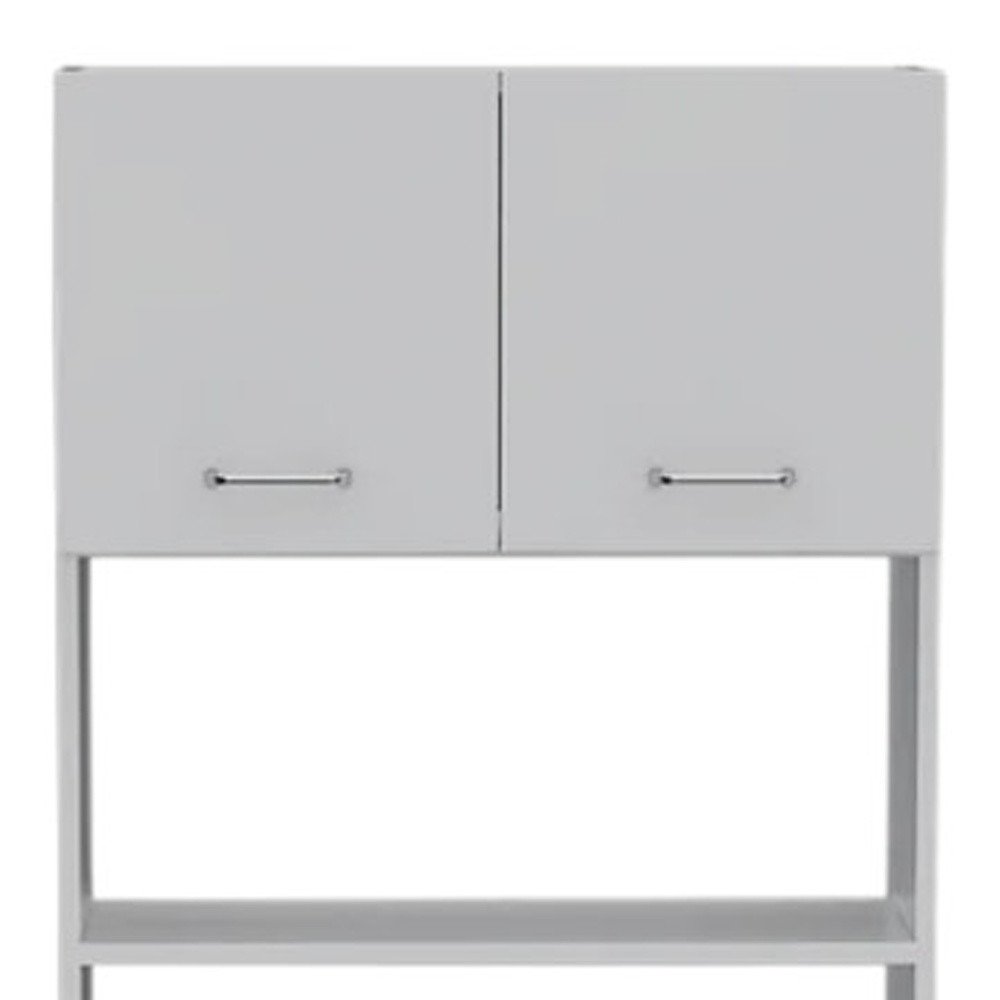 24" White Wood Kitchen Cart With Storage. Kitchen cart isolated on a plain white background, finished in white wood.