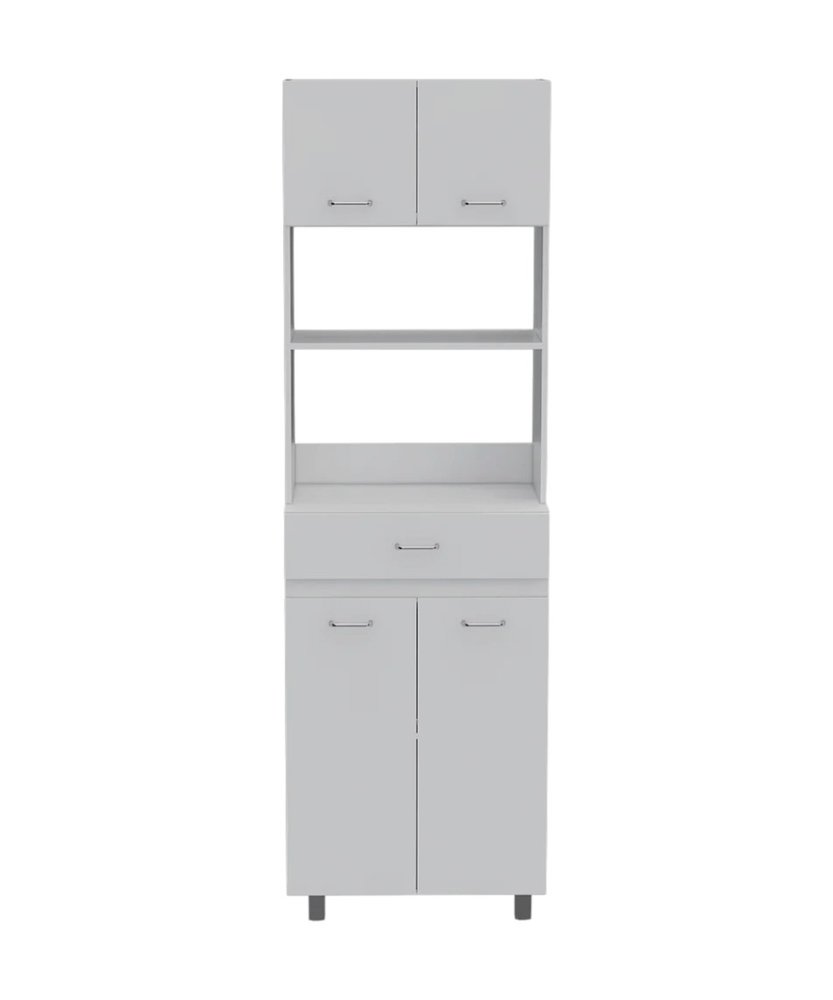 24" White Wood Kitchen Cart With Storage
