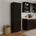 79" Black Wood Pantry Or Storage Closet