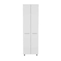 78" Modern White Pantry Cabinet with Two Full Size Doors on a white background