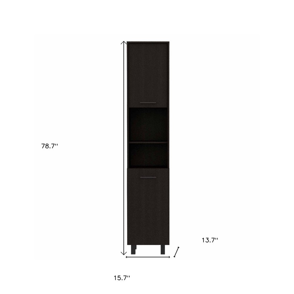 79" Black Wood Pantry Or Storage Closet - 78.70" H x 15.70" W x 13.70" D