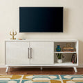 64" White Pine Solid Wood Open Shelving TV Stand