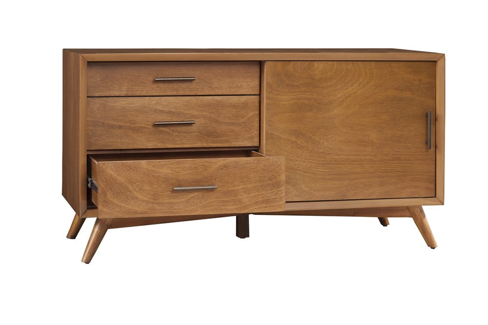 50" Mahogany Solid Wood Enclosed and Open Storage TV Stand. TV stand isolated on a plain white background, in a mahogany wood finish.