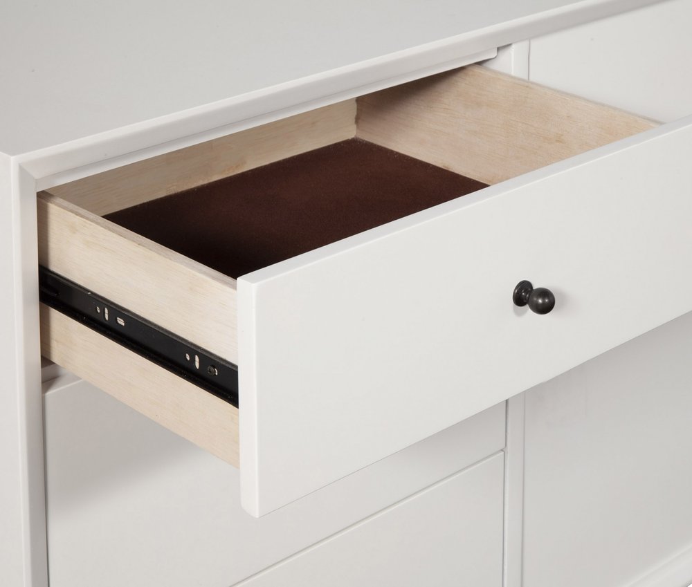 50" White Solid Wood Cabinet Enclosed Storage TV Stand. TV stand isolated on a plain white background, showing a white wood surface.