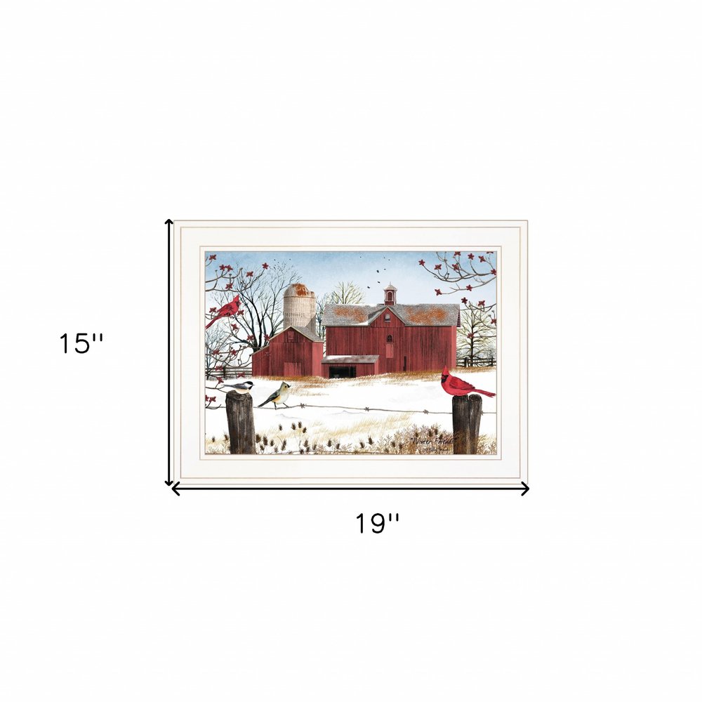 Winter Friends 2 White Framed Print Wall Art on a white background