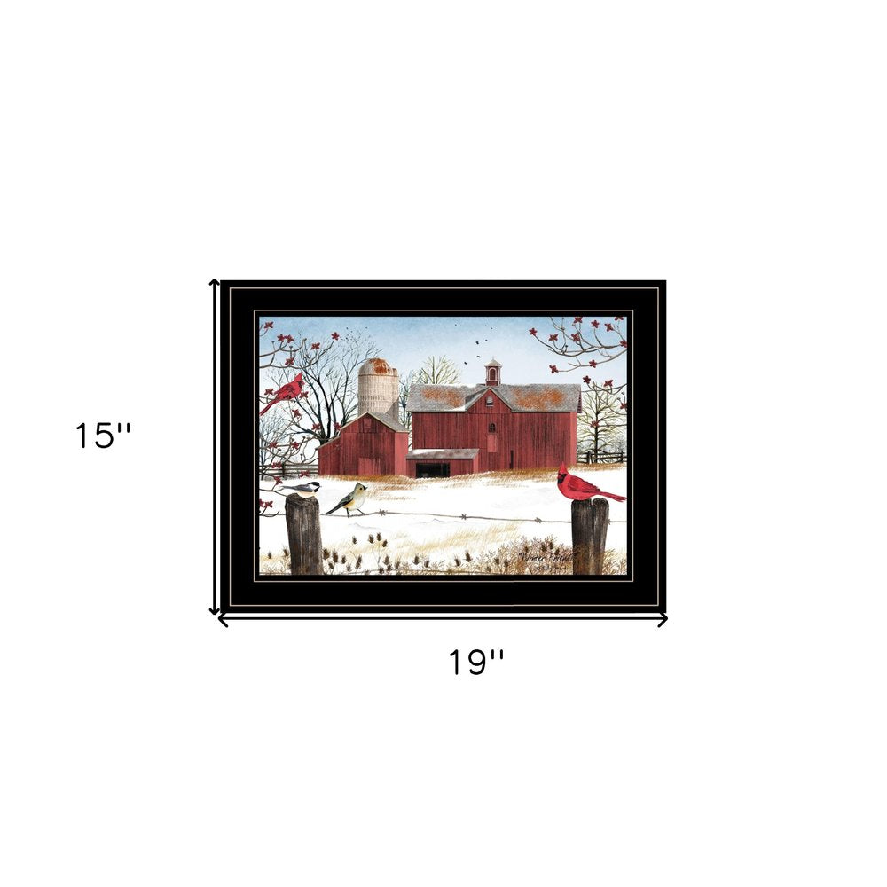 Winter Friends 3 Black Framed Print Wall Art on a white background