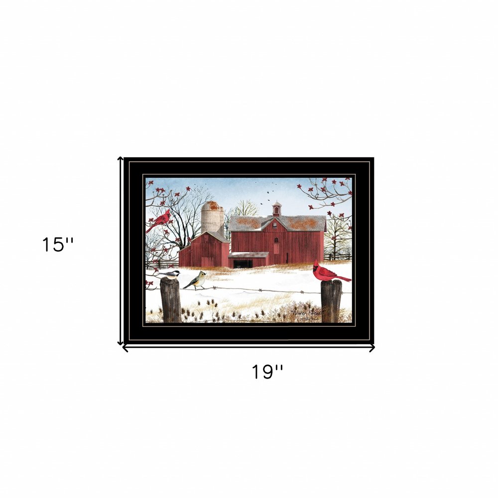 Winter Friends 3 Black Framed Print Wall Art on a white background