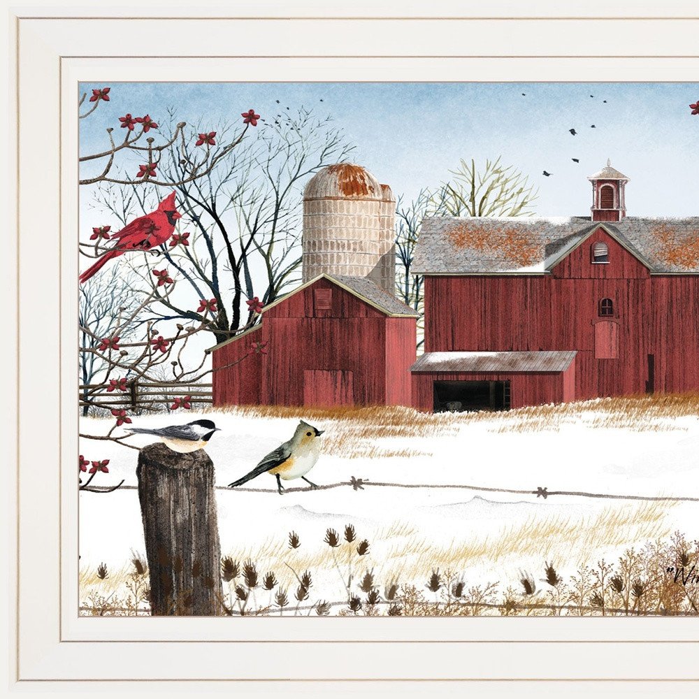 Winter Friends 1 White Framed Print Wall Art on a white background