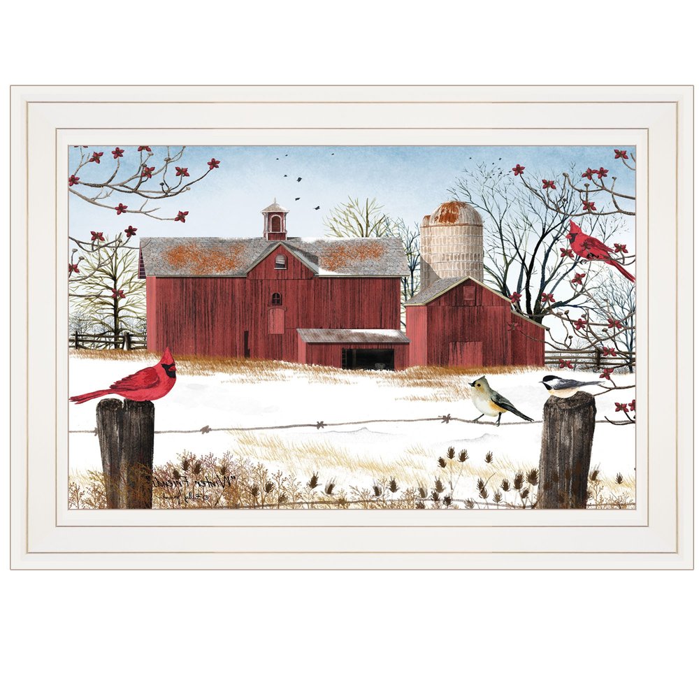 Winter Friends 1 White Framed Print Wall Art on a white background