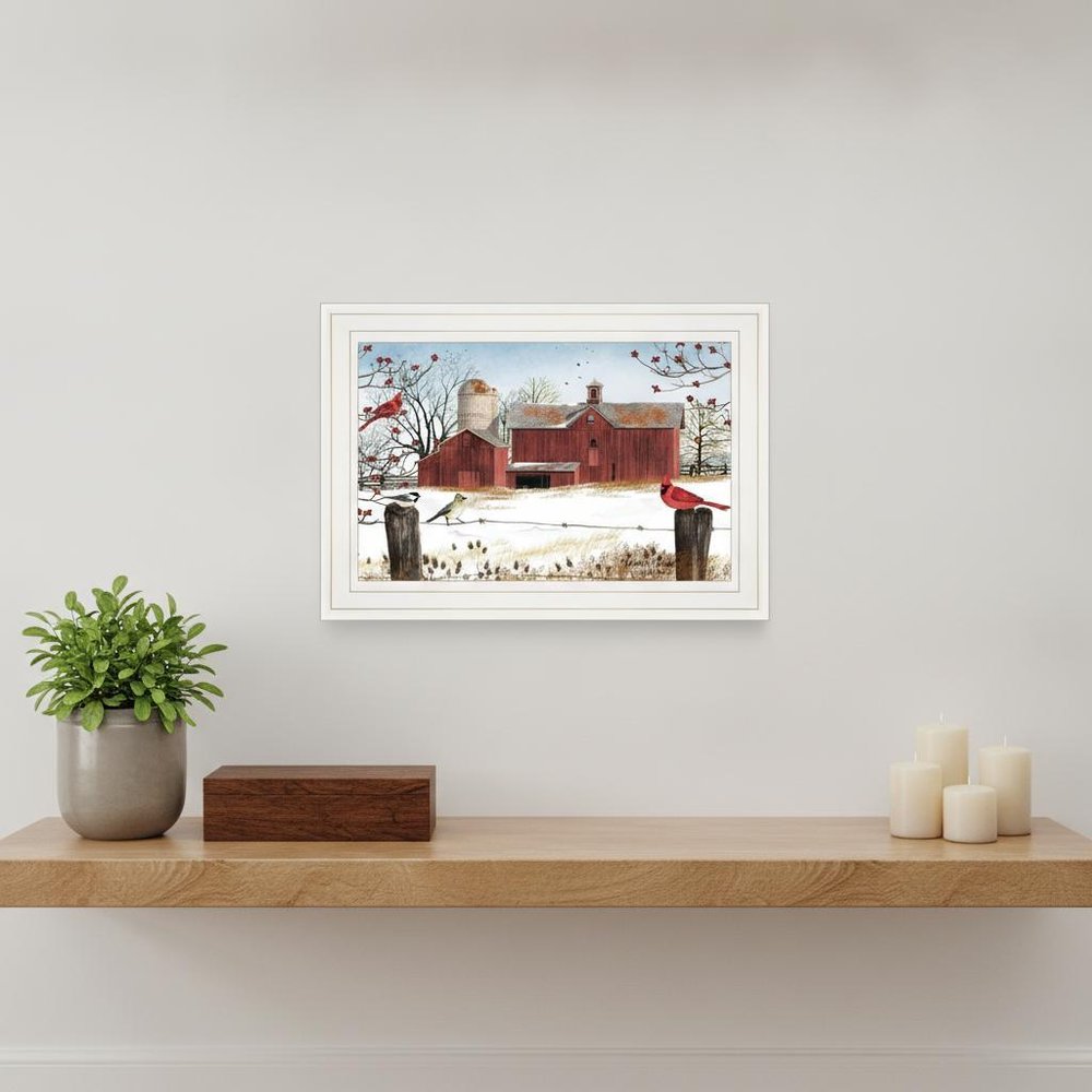 Winter Friends 1 White Framed Print Wall Art on a white background