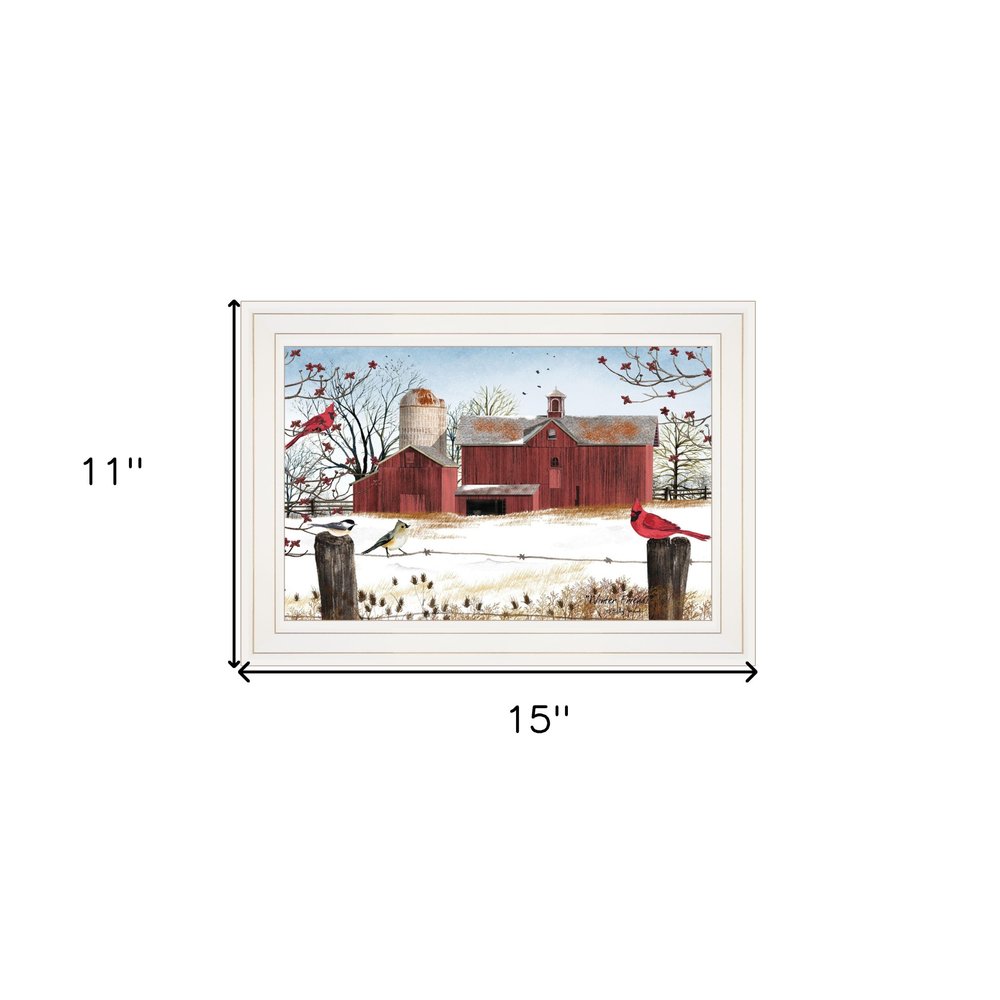 Winter Friends 1 White Framed Print Wall Art on a white background