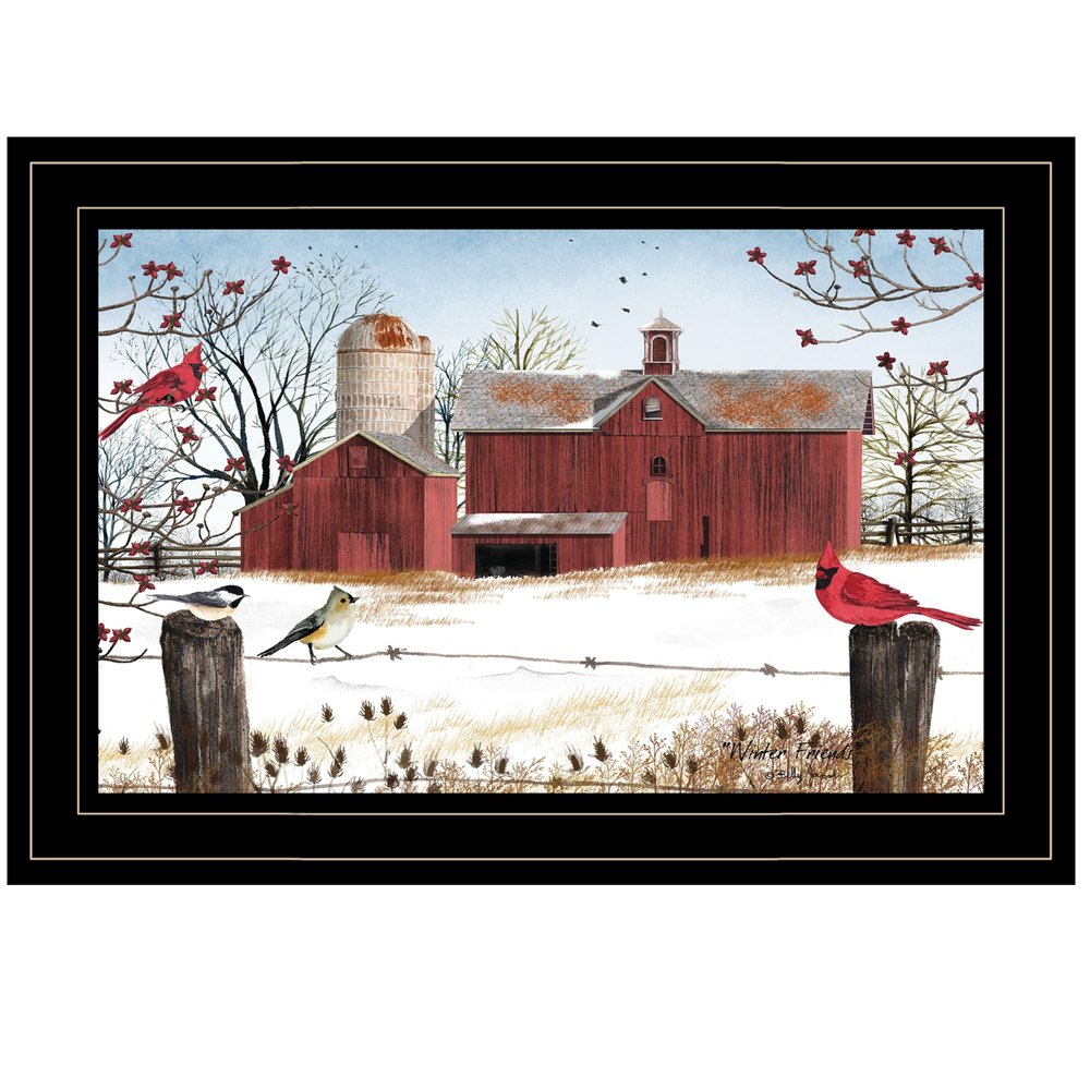 Winter Days Black Framed Print Wall Art on a white background