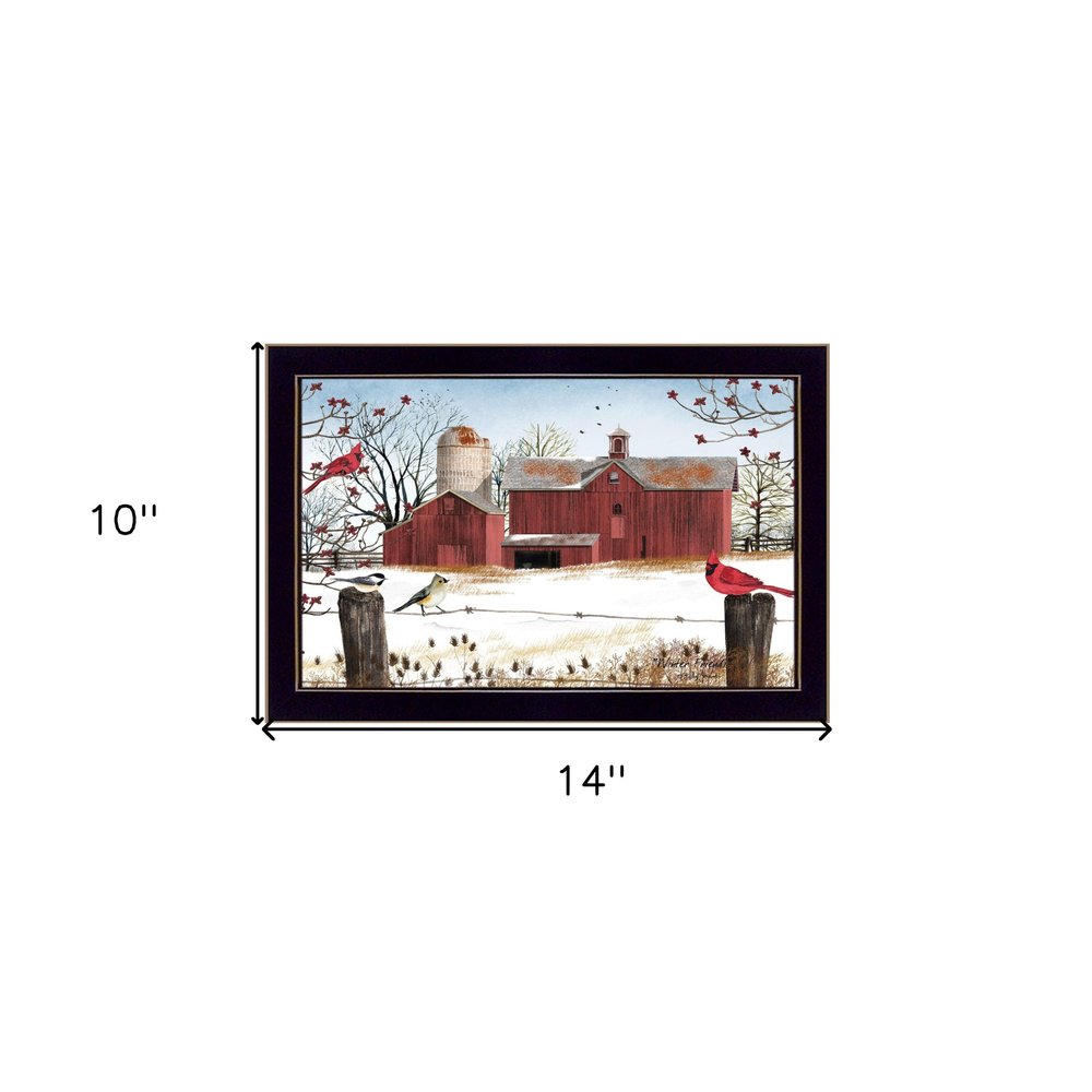 Winter Friends 2 Black Framed Print Wall Art on a white background