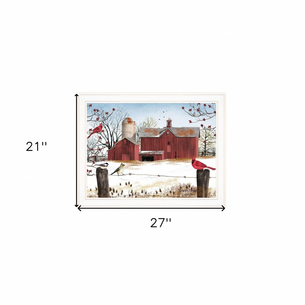 Winter Friends 7 White Framed Print Wall Art on a white background