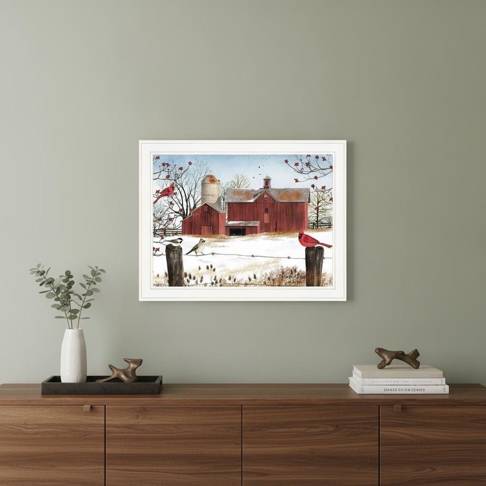 Winter Friends 7 White Framed Print Wall Art in a home interior