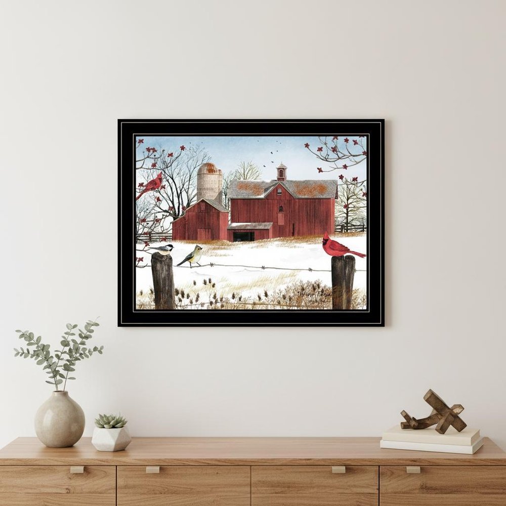 Winter Friends 8 Black Framed Print Wall Art in a home interior