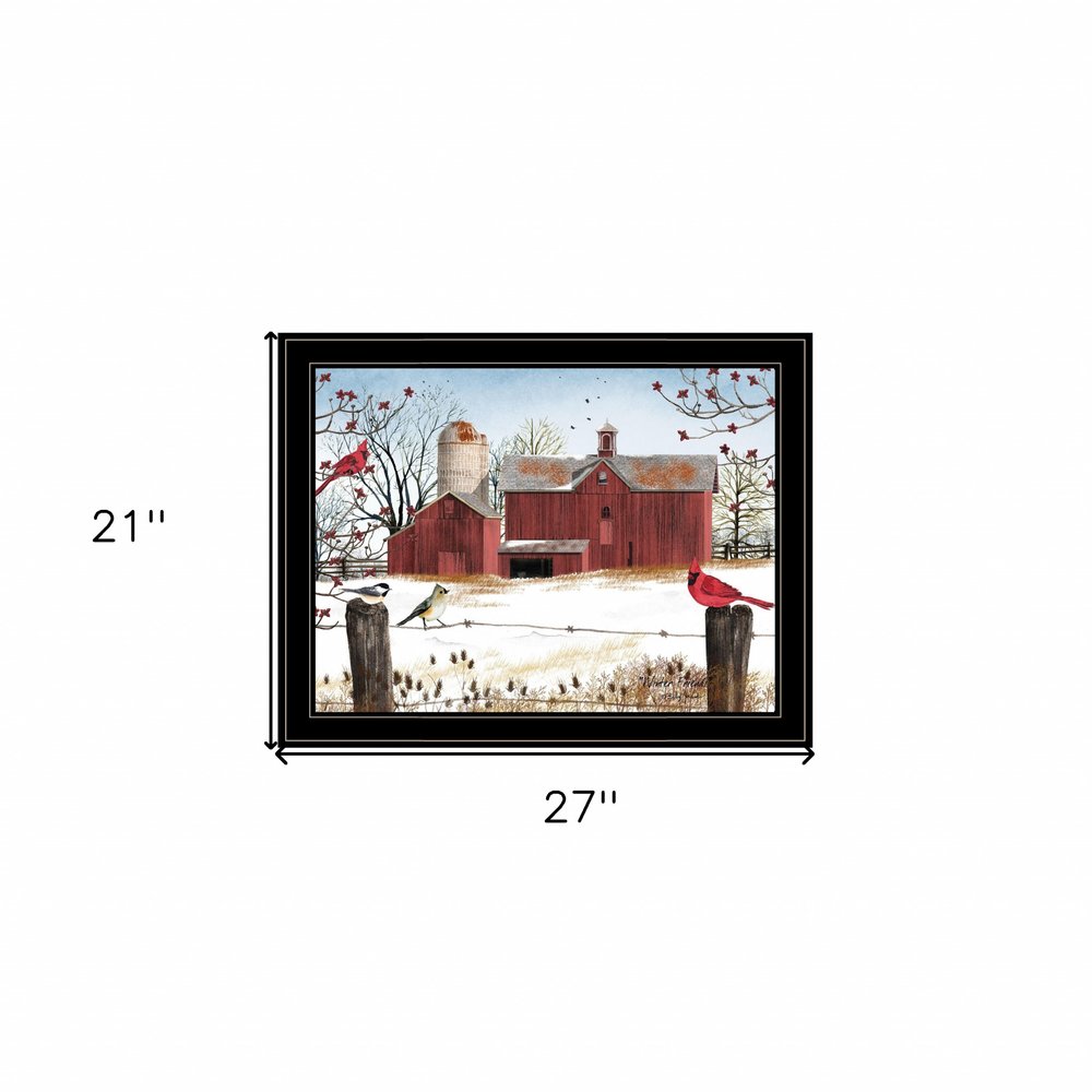 Winter Friends 8 Black Framed Print Wall Art on a white background